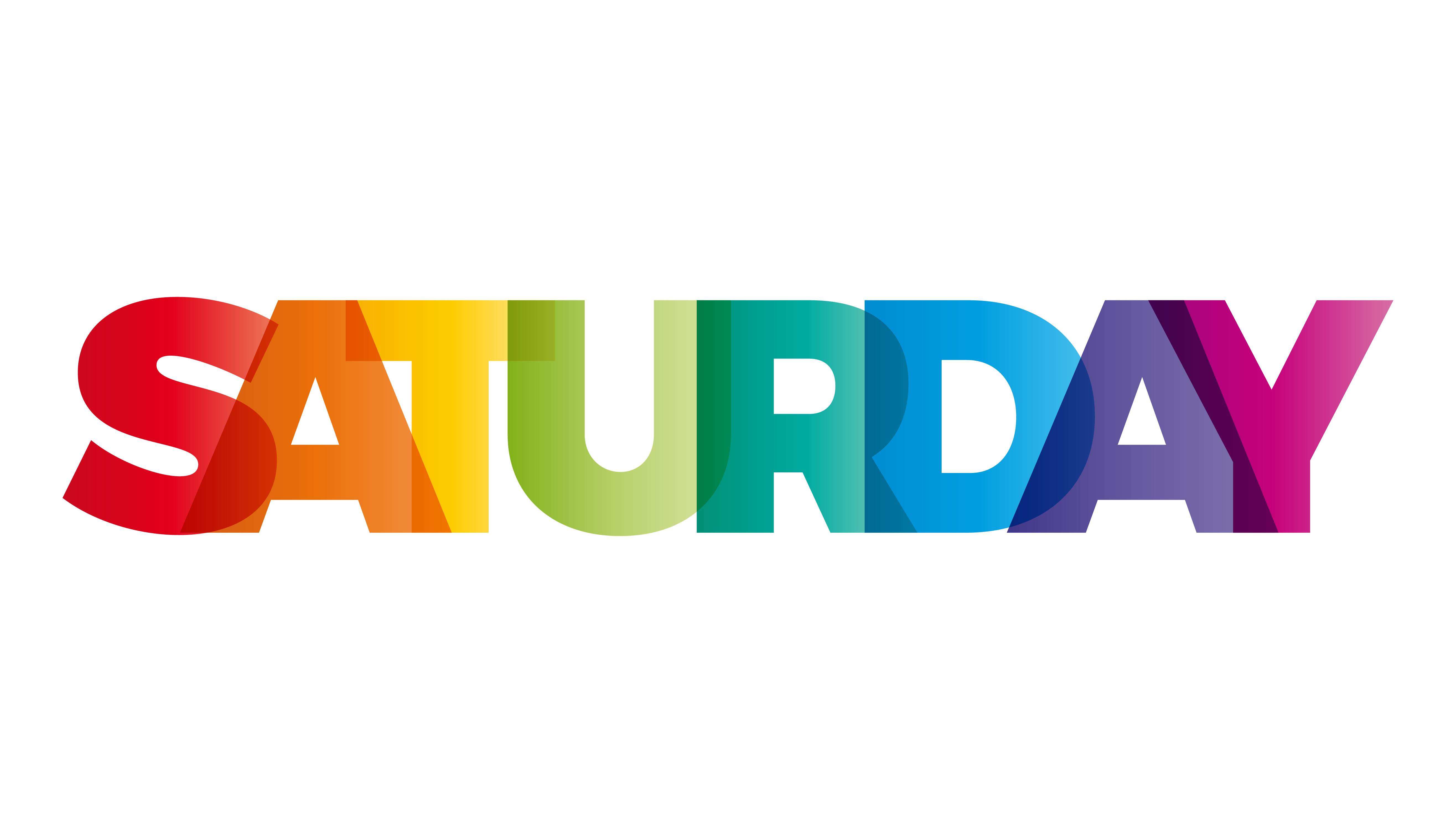 The word Saturday. Vector banner with the text colored rainbow. The